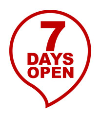 red vector banner seven days open