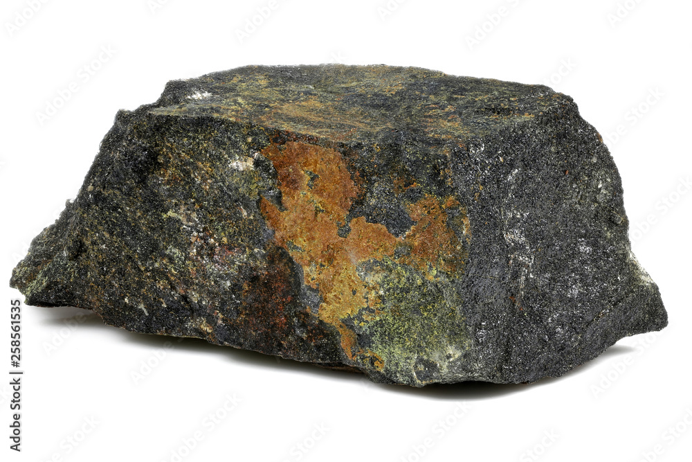 Sticker uranium ore (pitchblende with uranophane) from australia isolated on white background - Stickers
