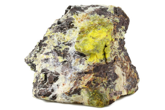gummite (uranium ore) from Brasil isolated on white background