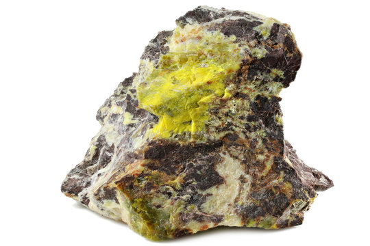gummite (uranium ore) from Brasil isolated on white background