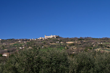 Fototapeta na wymiar view of Moresco Marche,Italy,panorama,landscape,view,hill,travel,, tourism,village,medieval,sky,blue,tourism, 