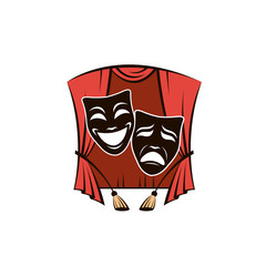 illustration of comedy and tragedy theatrical masks isolated on white background