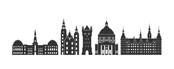 Fototapeta premium Denmark set. Isolated Denmark architecture on white background