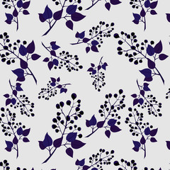 Berry pattern. Branches of black currant on a light background.