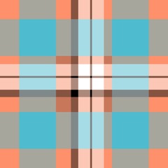 Tartan seamless plaid pattern illustration in orange, blue, brown and white combination for textile design