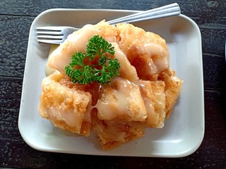Roti topped with condensed milk12