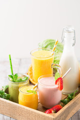 Detox diet concept: fresh smoothie on table