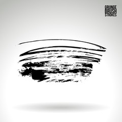 Black brush stroke and texture. Grunge vector abstract hand - painted element. Underline and border design.