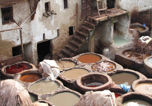 Morocco; the old tannery in Fez