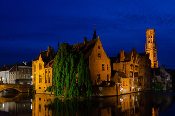 Bruges and canal night view