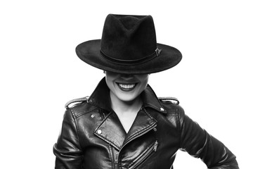 Fototapeta premium Beautiful laughing woman on a white background is isolated.