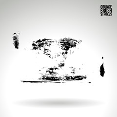 Black brush stroke and texture. Grunge vector abstract hand - painted element. Underline and border design.