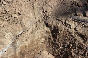 Mud ground earth soil brown dug deep hole surface texture