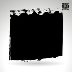 Obraz premium Black brush stroke and texture. Grunge vector abstract hand - painted element. Underline and border design.