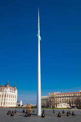 Changing of the guards at the Hungarian Parliament in a beautiful early spring day