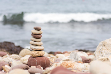 Zen stones on the beach.