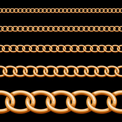 Seamless of gold chain on black background