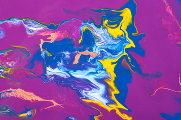 Fluid Art. Abstract colorful background, wallpaper. Mixing  paints. Modern art. Marble texture. Colorful canvas.