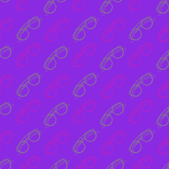 Vector Pattern of Neon Green and Pink Sunglasses isolated on Purple Background. Seamless of Eyeglasses. Seamless of Women's Spectacles. Pattern of Summer Glasses Silhouette