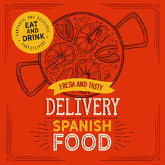 Spanish illustration - paella delivery 