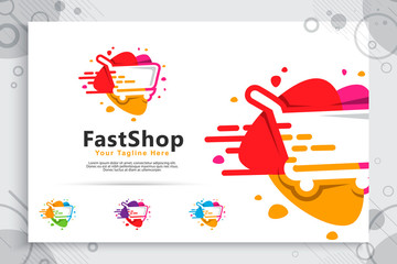 abstract fast trolling vector logo with simple and clean concept designs , illustration of trolling for icon template digital online shop service