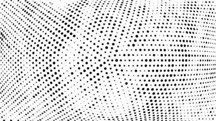 Halftone gradient pattern. Abstract halftone dots background. Monochrome dots pattern. Vector halftone texture. Grunge texture. Pop Art, Comic small dots. 3d sphere, Wave twisted dots. Design elements