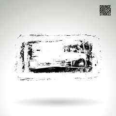 Black brush stroke and texture. Grunge vector abstract hand - painted element. Underline and border design.