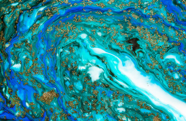 Beautiful abstract painting is a painting technique Ebru .Turkish Ebru style on the water with acrylic paints wring wave.Stylish combination of luxury.Contemporary art marble liquid texture 