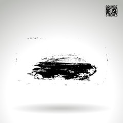 Black brush stroke and texture. Grunge vector abstract hand - painted element. Underline and border design.