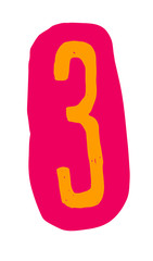 Figure Three in a cartoon style. Vector. Image on white background. Logo for the company.