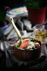 Risotto with asparagus and salmon ..style rustic.