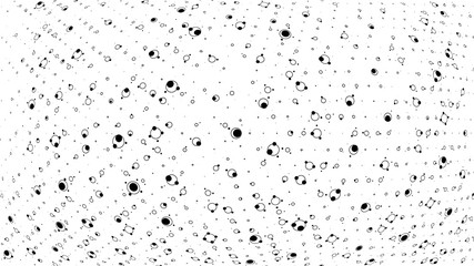 Halftone gradient pattern. Abstract halftone dots background. Monochrome dots pattern. Vector halftone texture. Radial twisted circle. Grunge texture. Pop Art, Comic small dots. Wave dots, 3D sphere