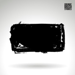 Black brush stroke and texture. Grunge vector abstract hand - painted element. Underline and border design.