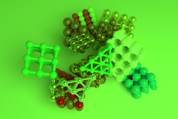 Molecule style concepture, inter-locked square or pyramids, for design texture & background. 3D rendering.