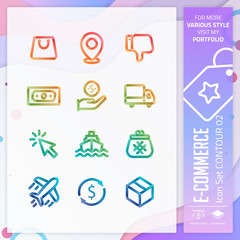 Business icon set design vector with 3D colorful style. E-commerce icon for website element, app, UI, infographic, print template and presentation.