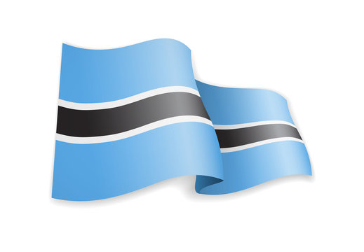 Botswana flag in the wind. Flag on white vector illustration