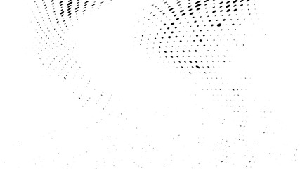 Halftone gradient pattern. Abstract halftone dots background. Monochrome dots pattern. Vector halftone texture. Grunge texture. Pop Art, Comic small dots. Wave twisted dots. Template for cover, banner