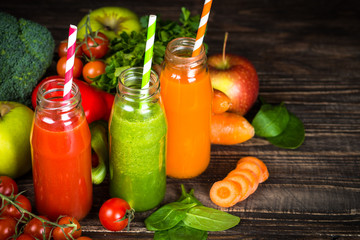Fruit and Vegetable smoothie drink. 