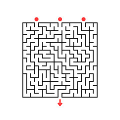 Abstract square maze. Game for kids. Puzzle for children. Labyrinth conundrum. Flat vector illustration isolated on white background.