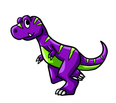 Cartoon Running Purple T Rex