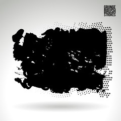 Fototapeta premium Black brush stroke and texture. Grunge vector abstract hand - painted element. Underline and border design.