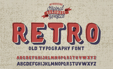 Retro. Vintaage 3D handmade typeface. Vector illustration. Print on clothes, sticker. 