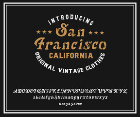 San Francisco. Retro logo and font. Original handmade typeface. Original print. Retro badge.