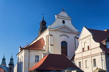 The baroque church with a bell tower in Gniezno.