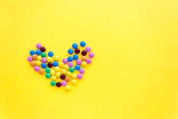 love for sweets, small colored candies