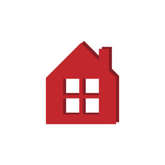 Red House. Front view. Vector drawing. Isolated object on white background. Isolate.