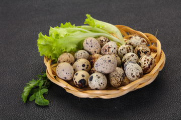 Quail eggs in the basket