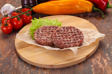 Raw burger cutlet