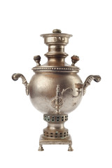 Old Russian samovar on a white background