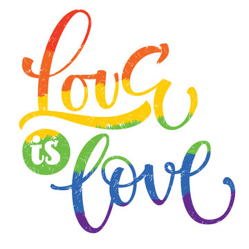 Gay Pride rainbow text Love is Love